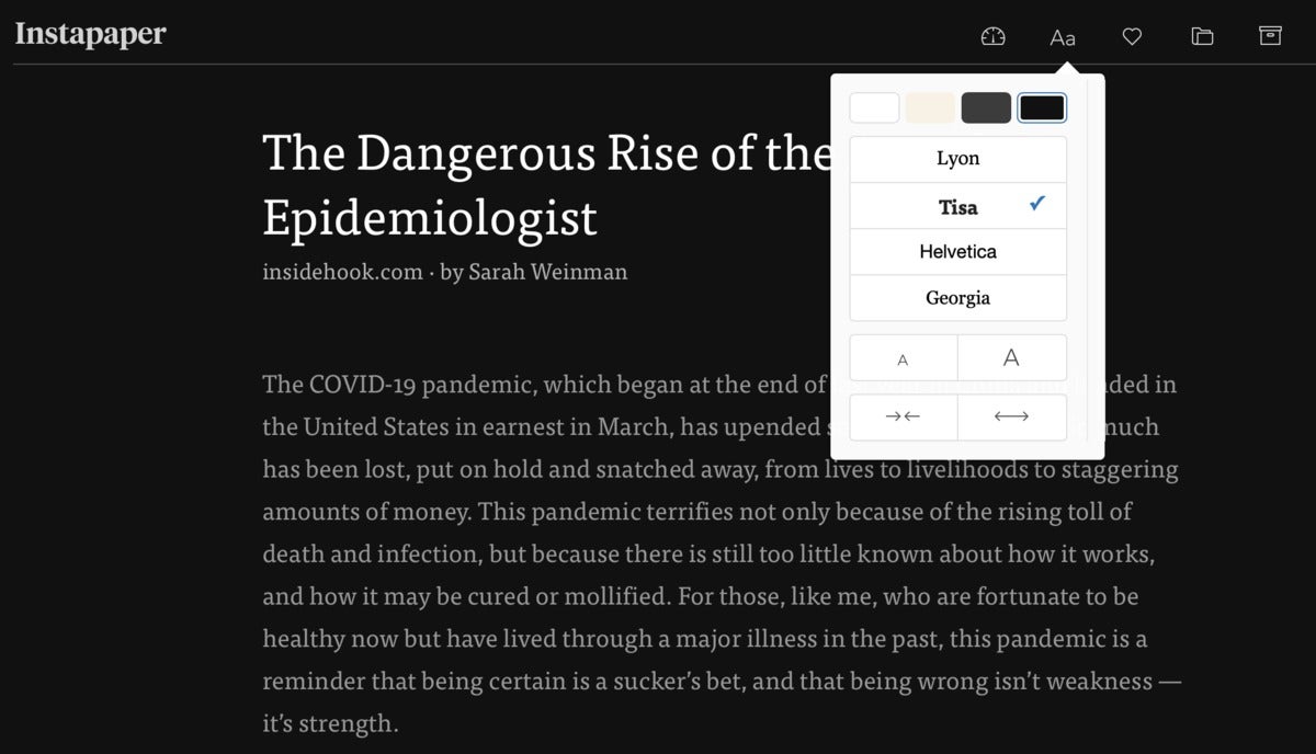 readlater instapaper display adjustments