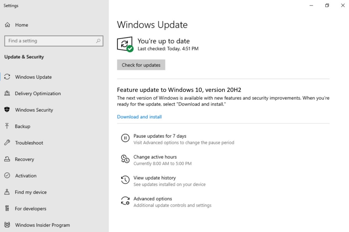 microsoft windows 10 20h2 build