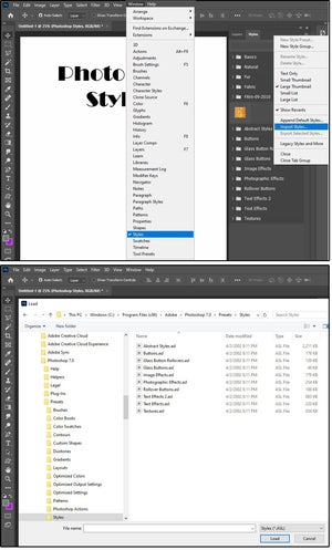 01 how to access import load photoshop styles