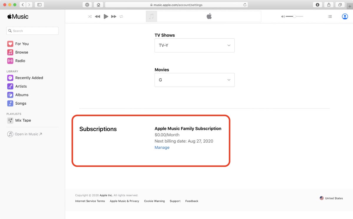 apple music web manage subscriptions