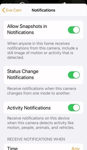 eve cam notifications