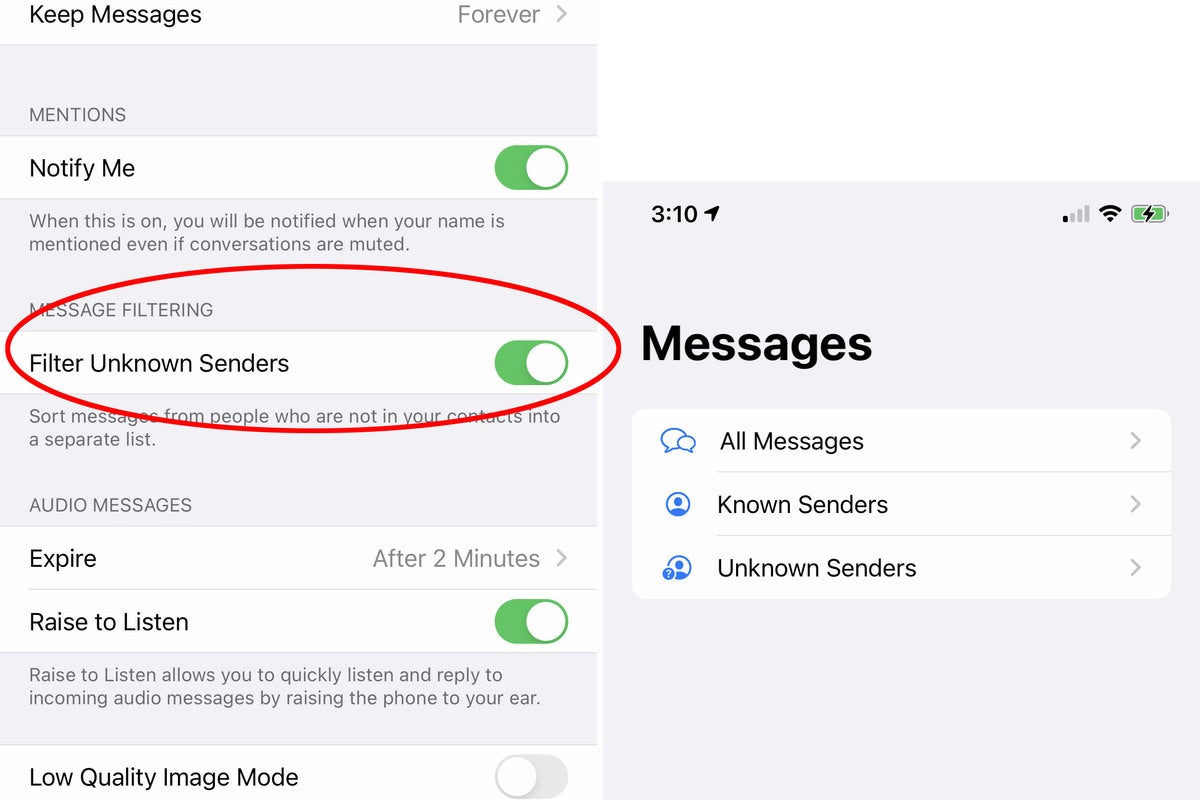 ios14 messages filtering