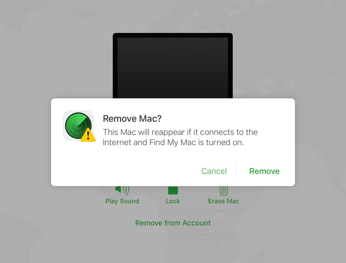 mac911 remove from account