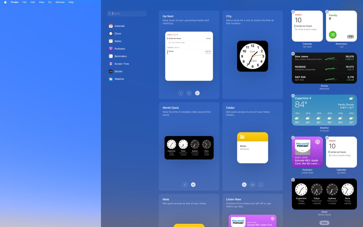 macos big sur notification center new widgets