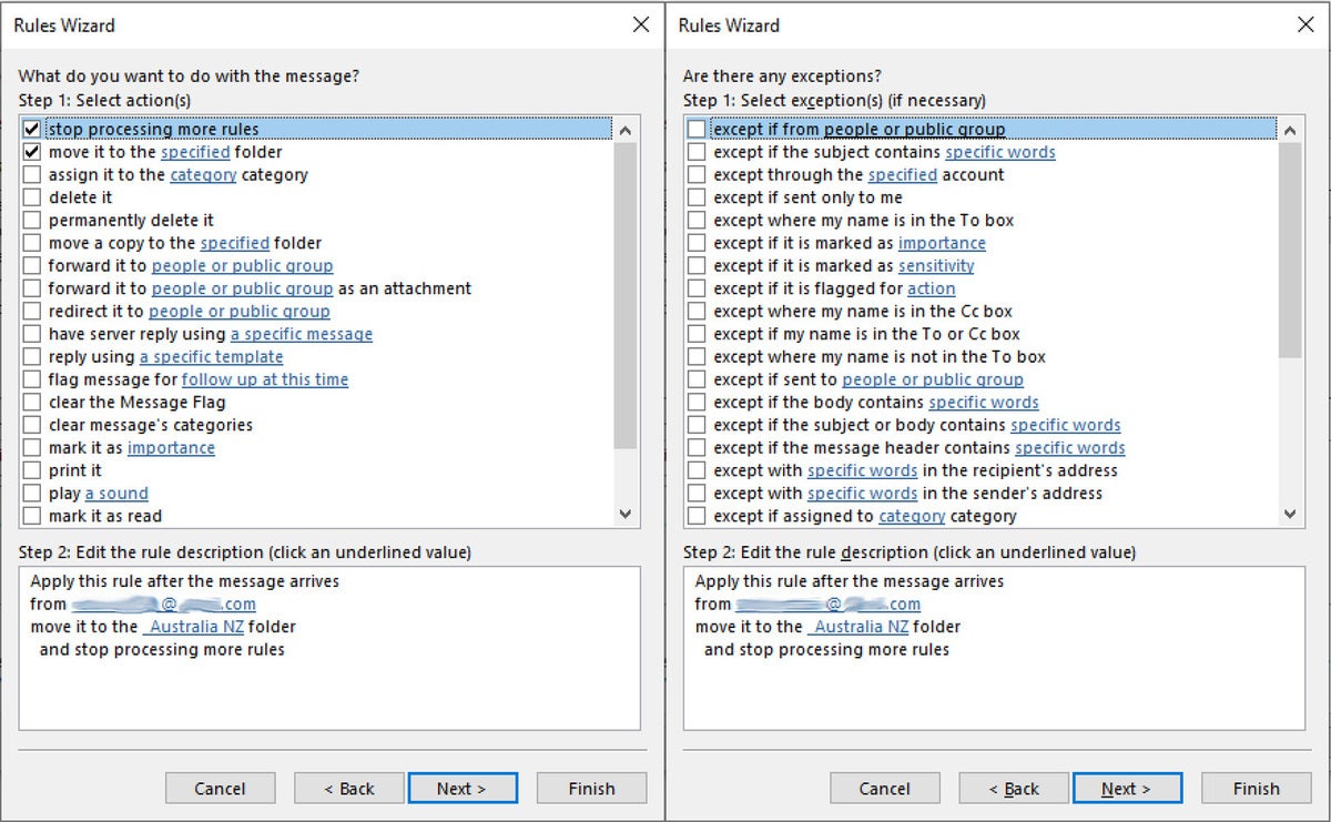 outlook mail rules4 windows rules wizard3