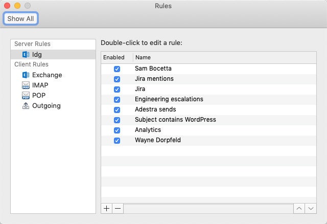 outlook mail rules6 mac rules window