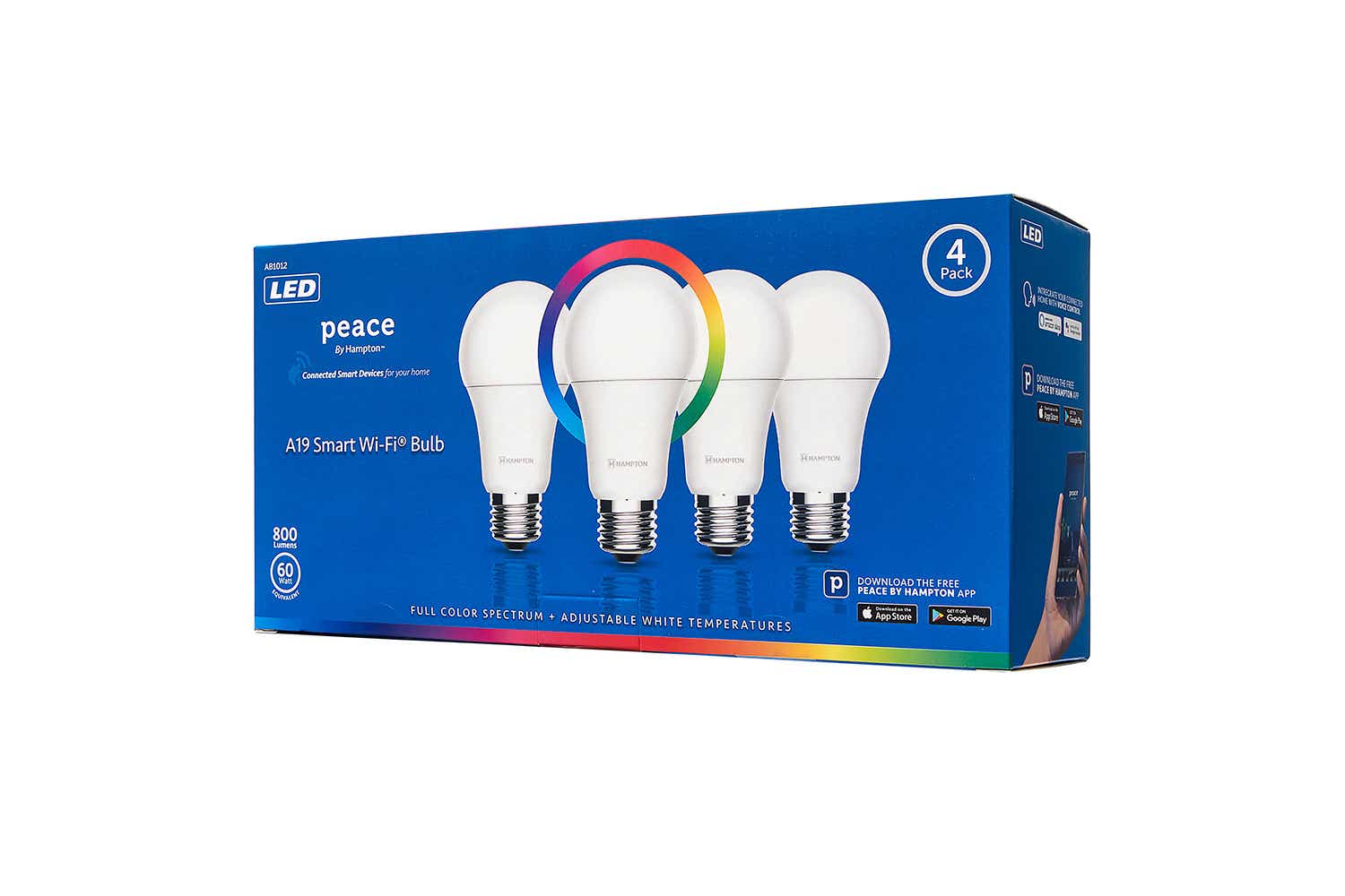 Peace by Hampton A19 LED Wi-Fi smart bulbs (4-pack)