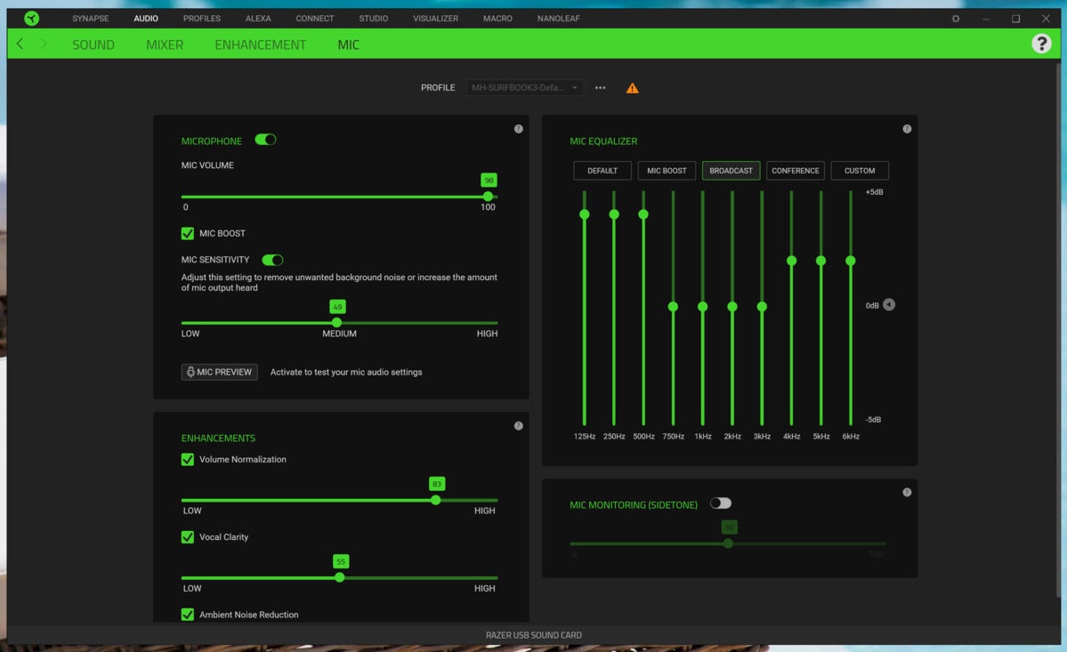 razer blackshark v2 mic synapse screen