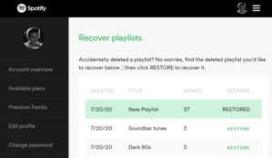 spotify how to recover a deleted playlist