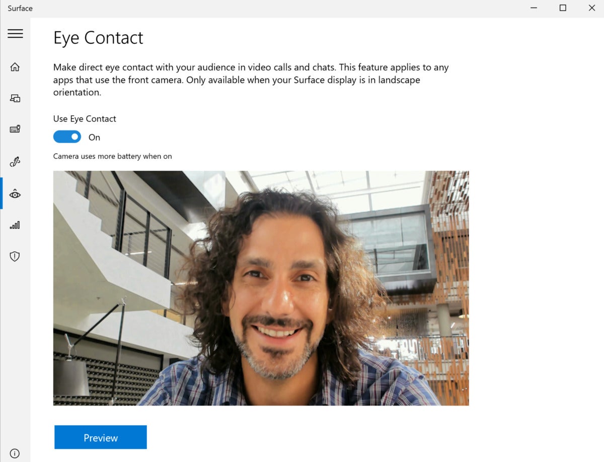 windows 10 surface app eye contact