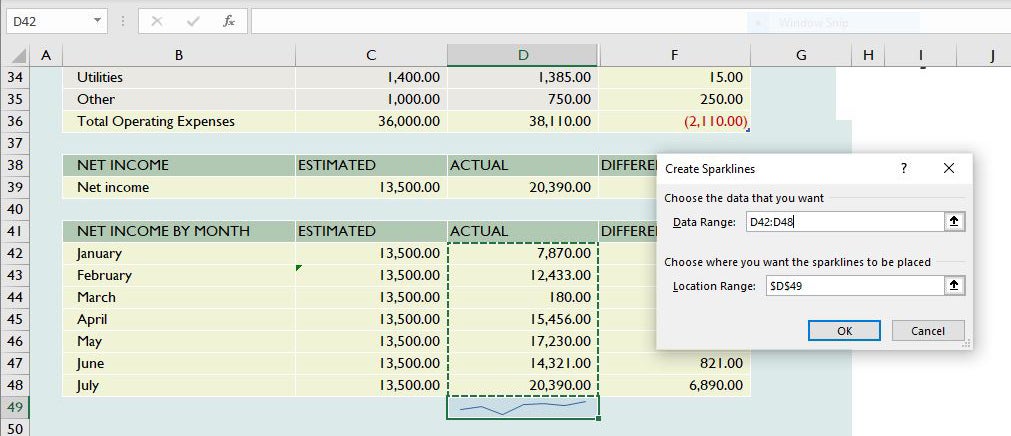 05 microsoft excel sparkline