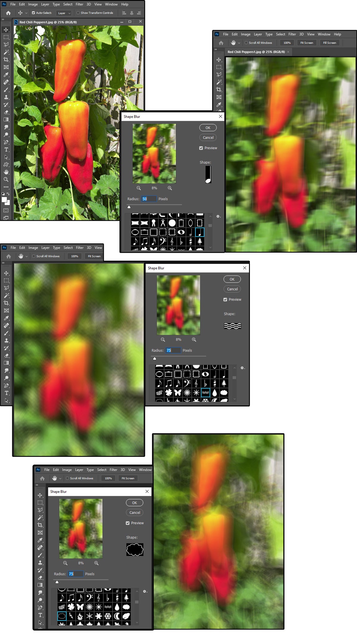 08 photoshops shape blur uses shape presets