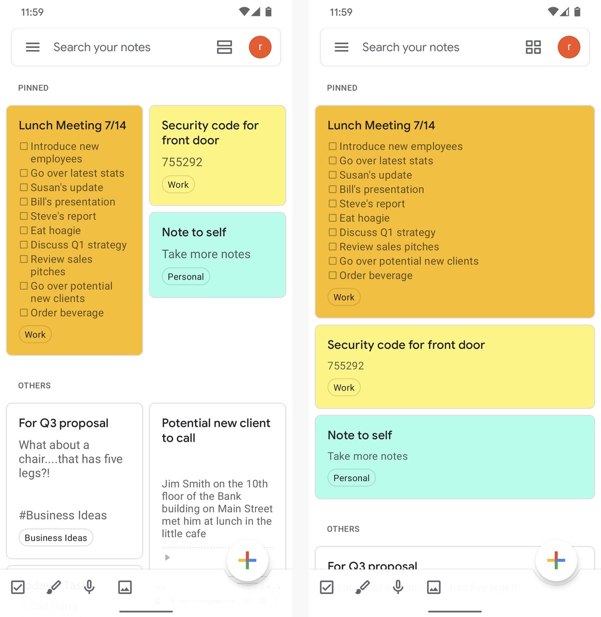 15 google keep android view