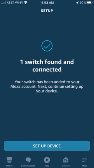 Alexa app adding Zigbee smart switch
