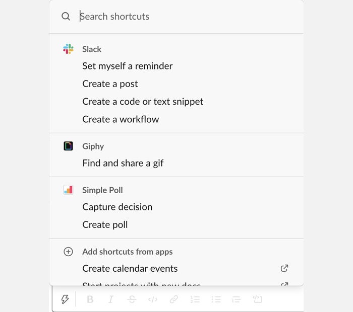 2a slack tips shortcuts menu