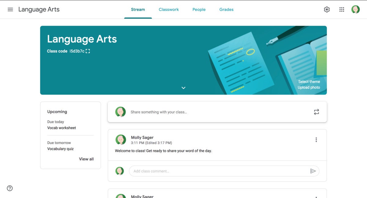 Google Classroom stream