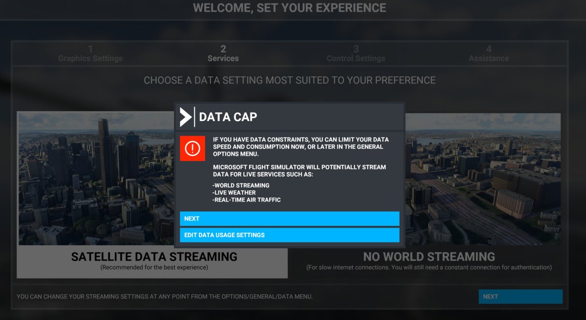 Microsoft Flight Simulator data cap