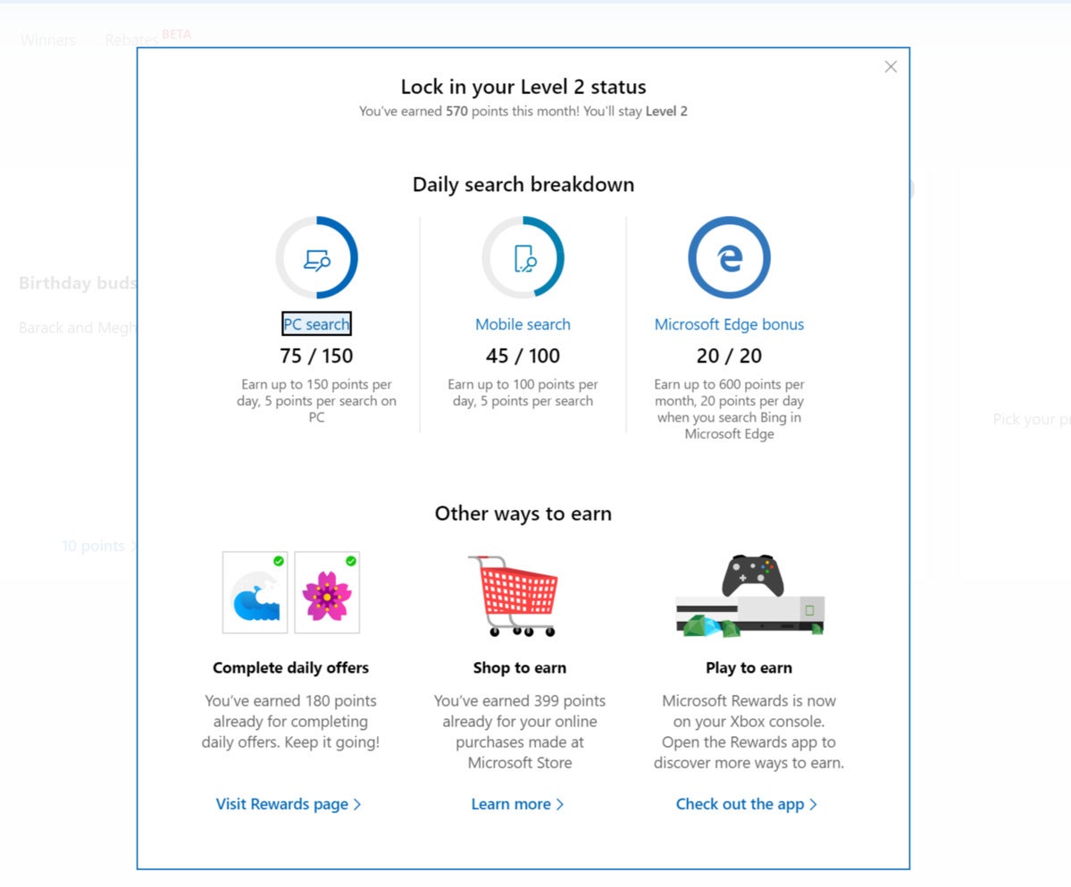  categorie di punti Microsoft rewards 