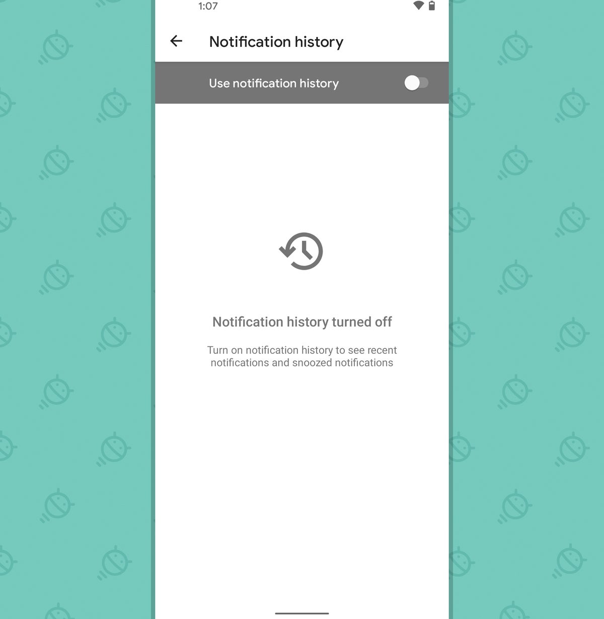 Android 11: historial de notificaciones activado