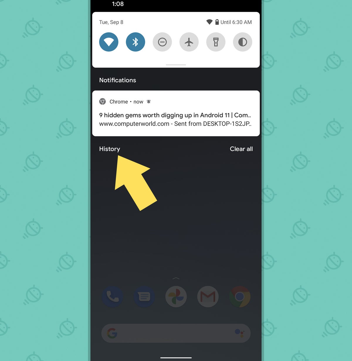 Android 11: notification history option