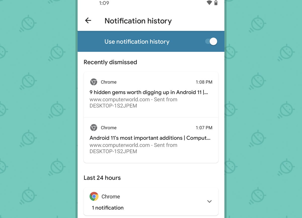Android 11: notification history