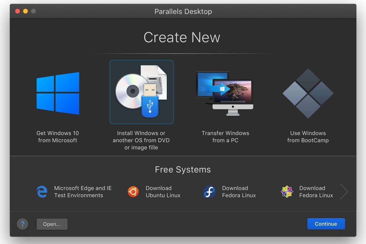 create new dark parallels desktop 16 for mac