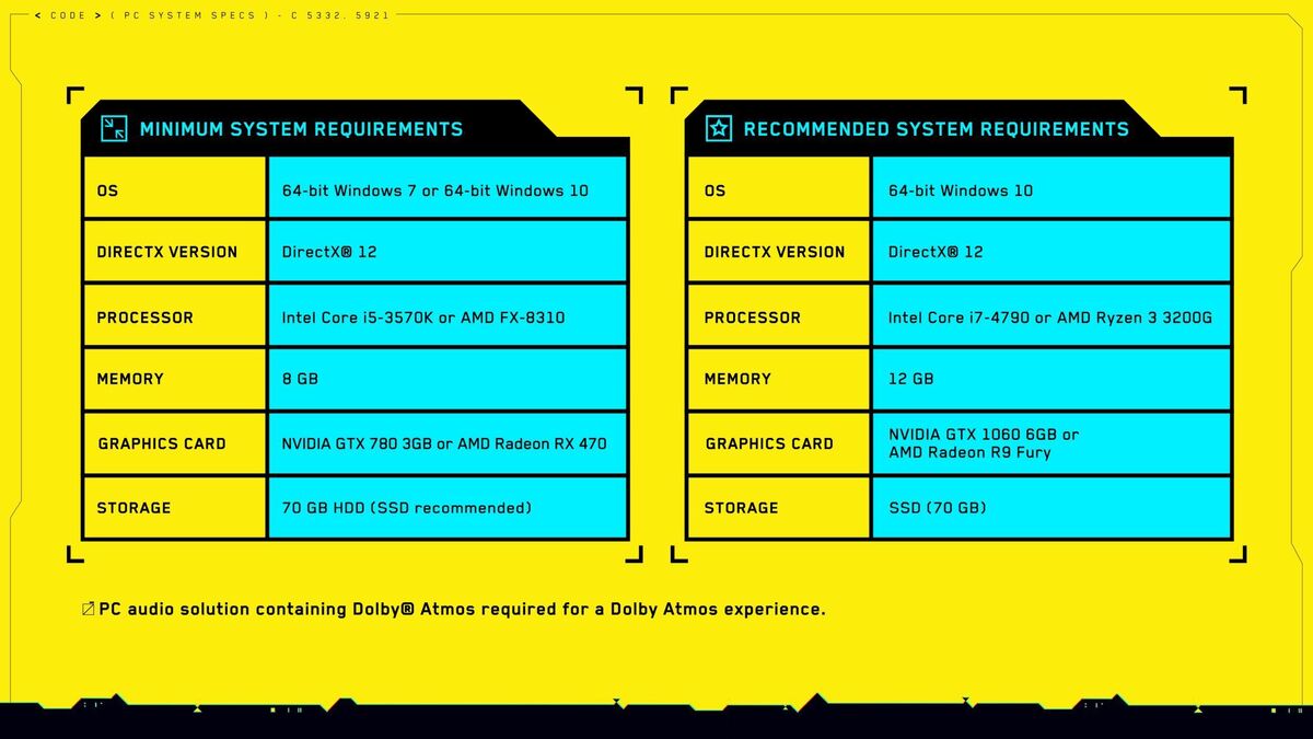 cyberpunk 2077 system reqs