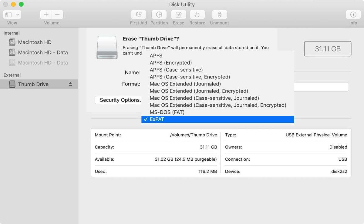 format thumb drive for mac