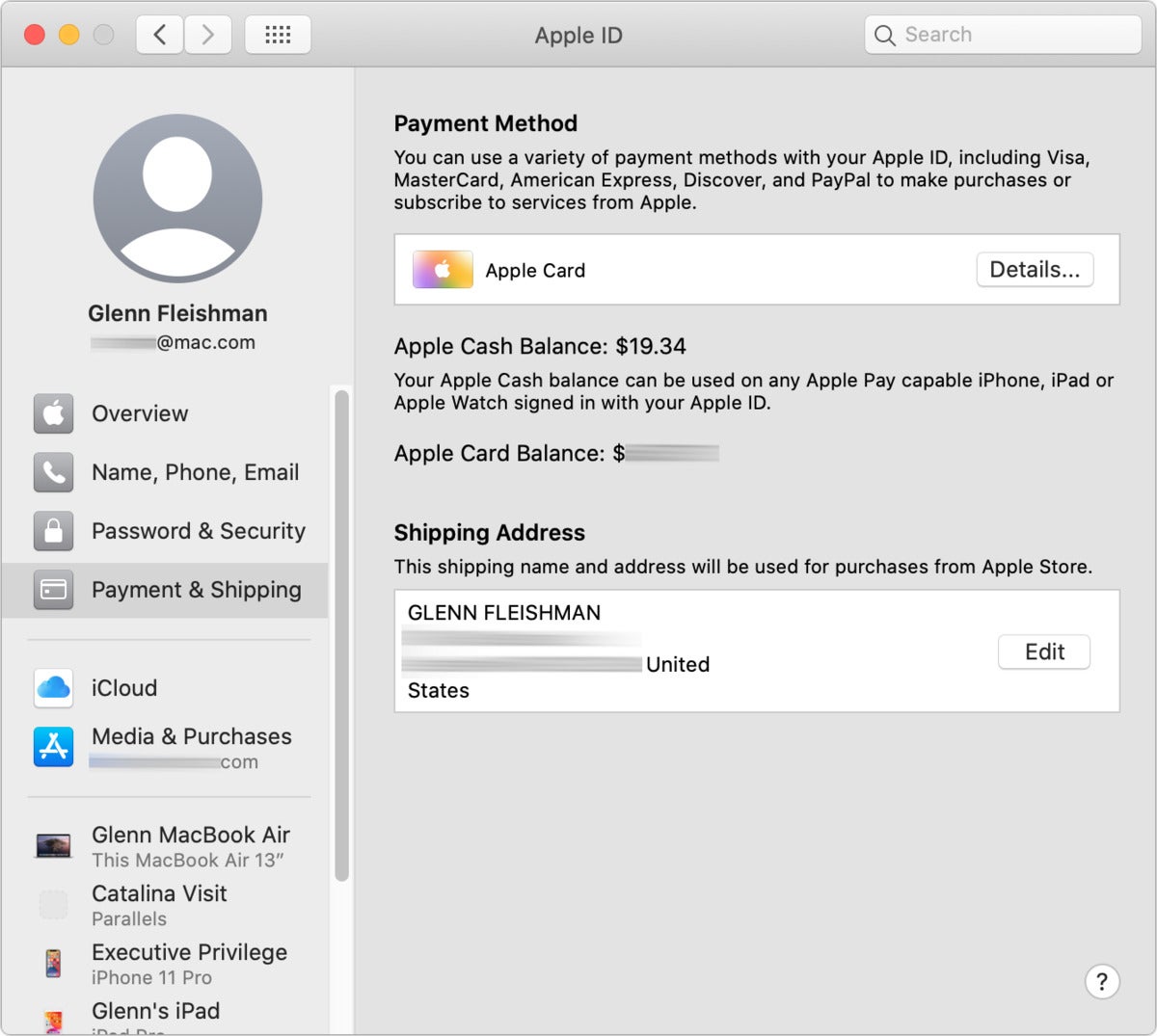 payment view macos catalina bordered