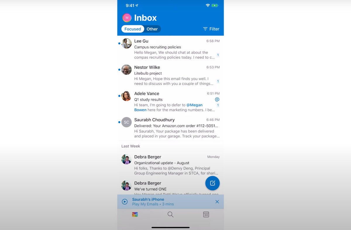 outlook play my emails notification