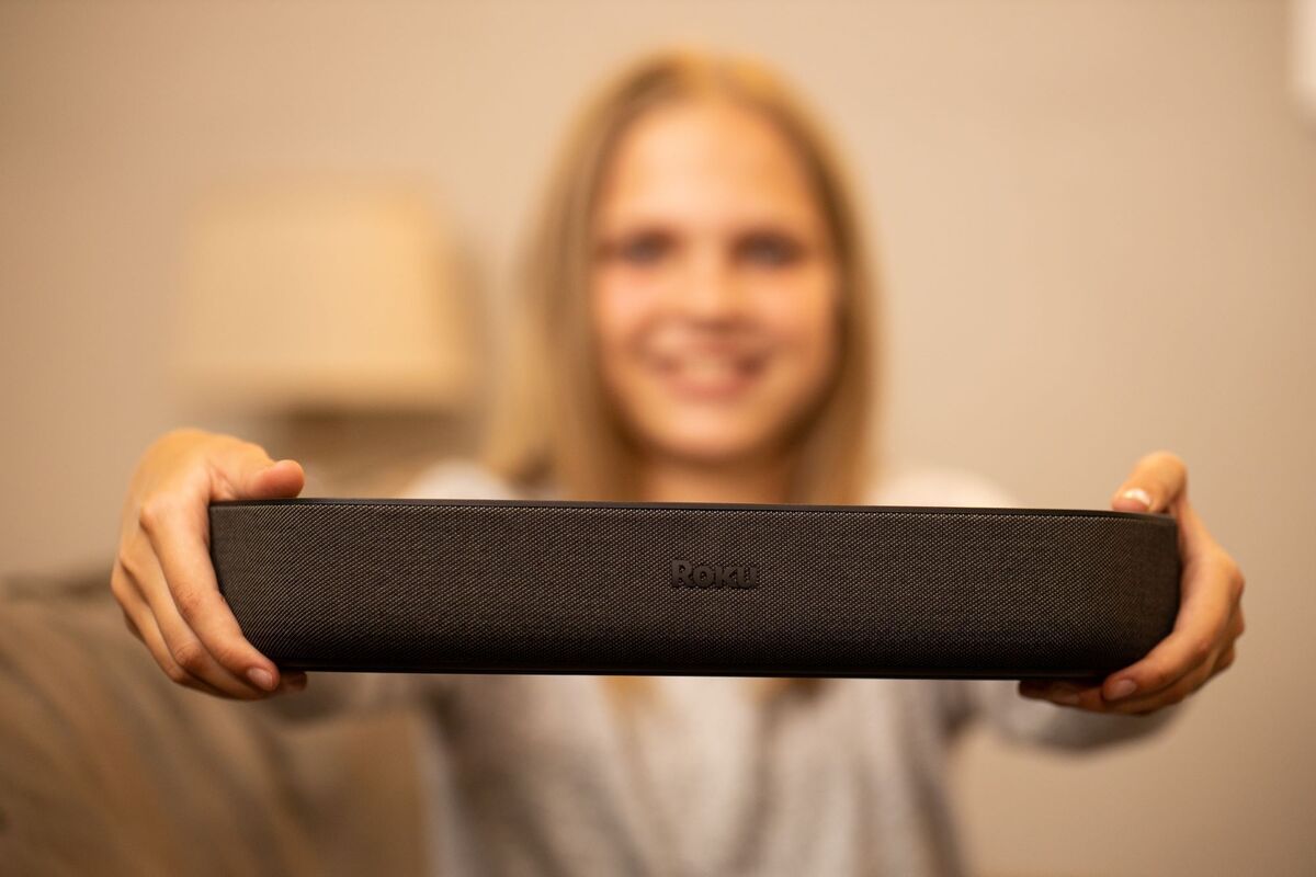 roku streambar in hand for scale