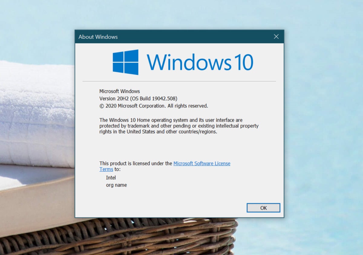 Microsoft windows 10 20H2 version large