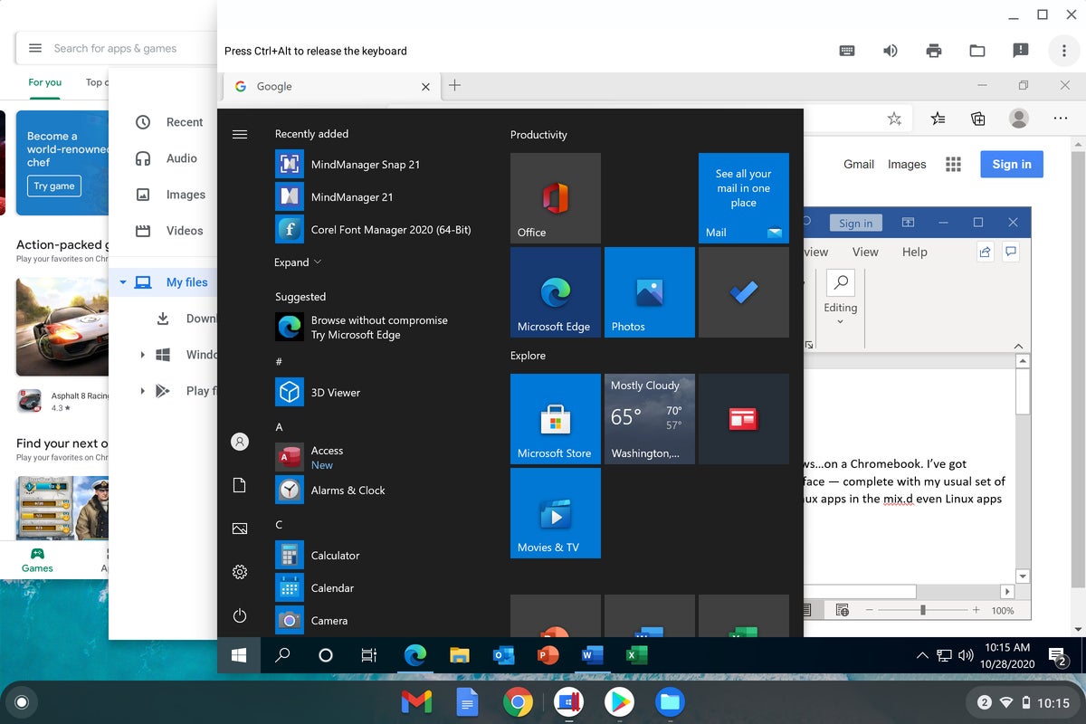Chrome OS - Windows start menu
