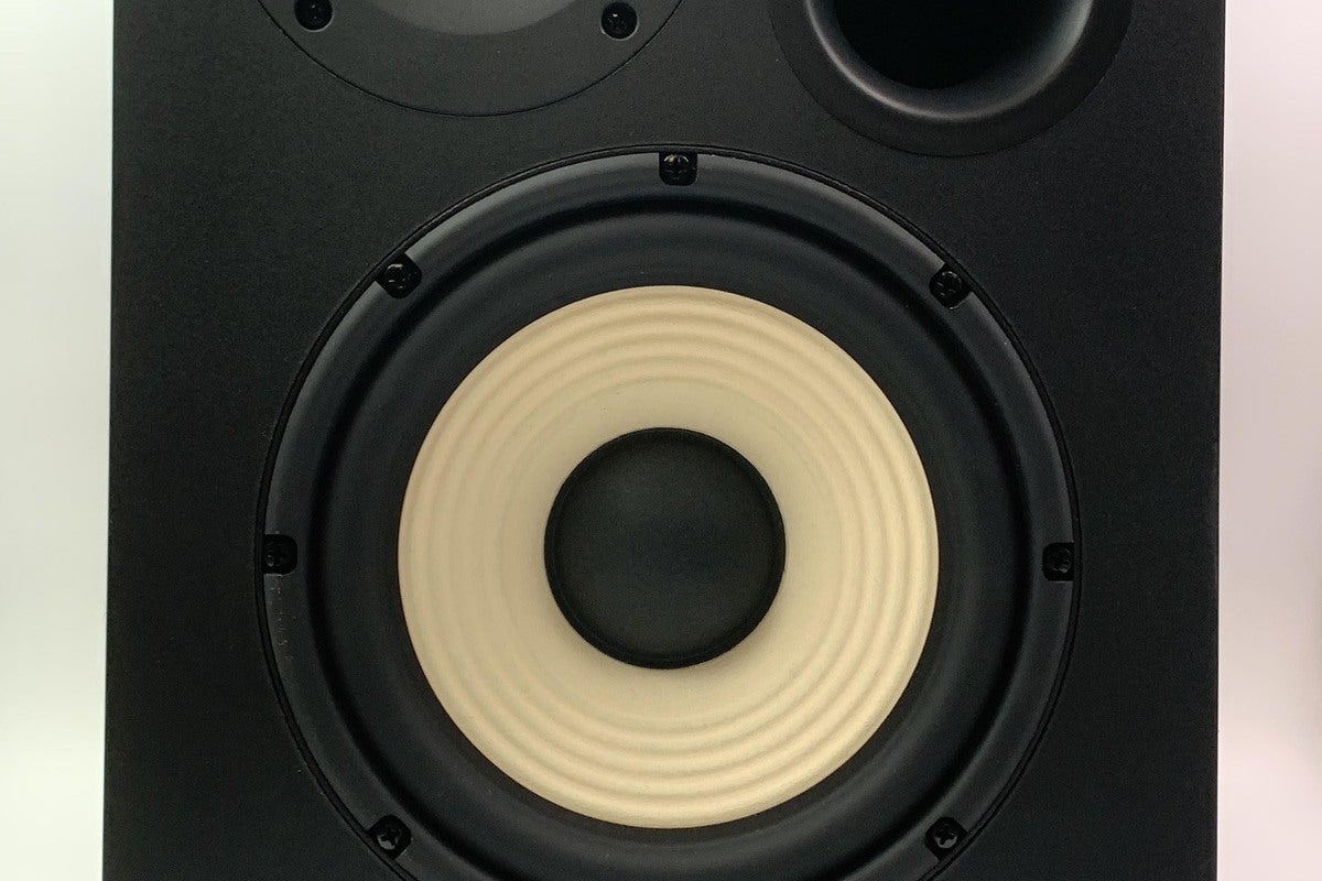 Detail view of the JBL’s eight-inch woofer.