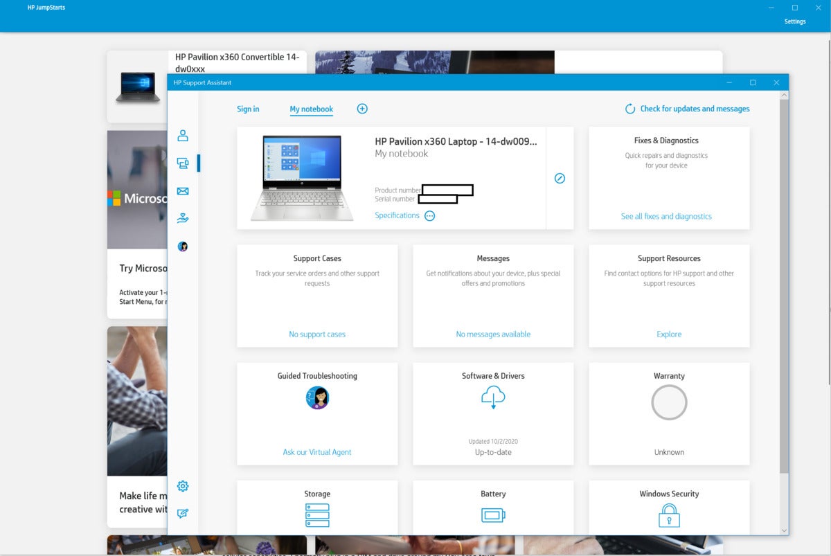 hp jumpstarts support assistant HP Pavilion x360 14