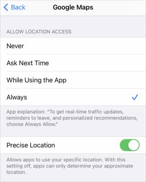 mac911 ios google apps location prefs settings