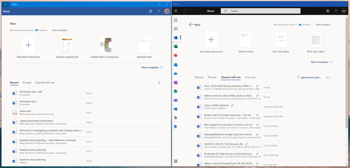 office app vs office pwa Microsoft