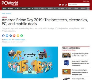 Screenshot of Amazon Prime Day 2019 deals page on PCWorld.com
