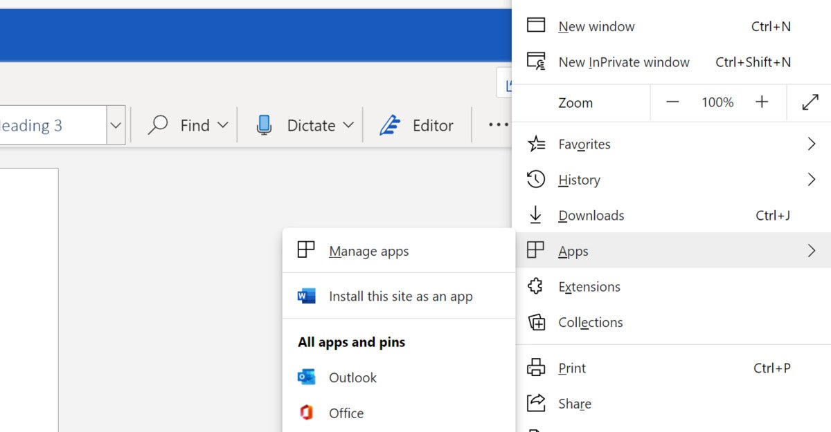 microsoft word pwa edge
