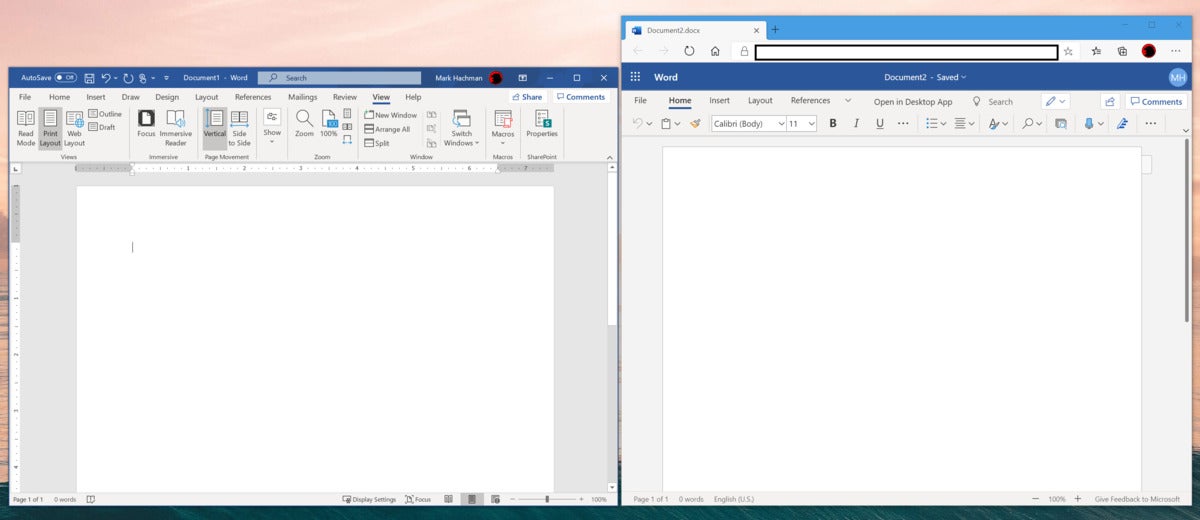 Microsoft word v word PWA