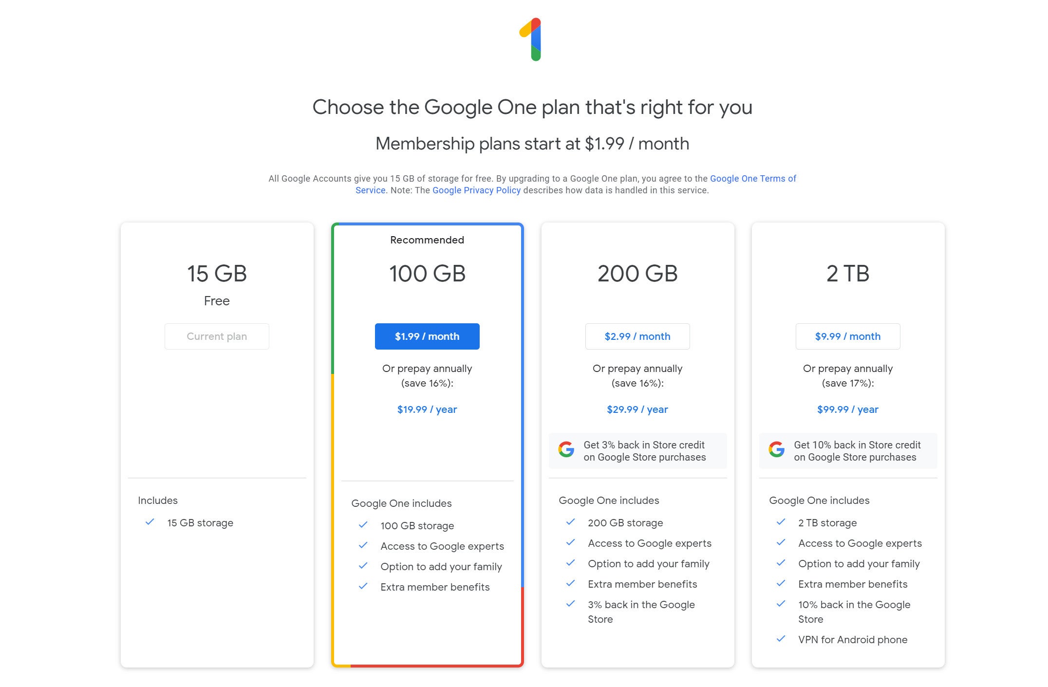google one business plans