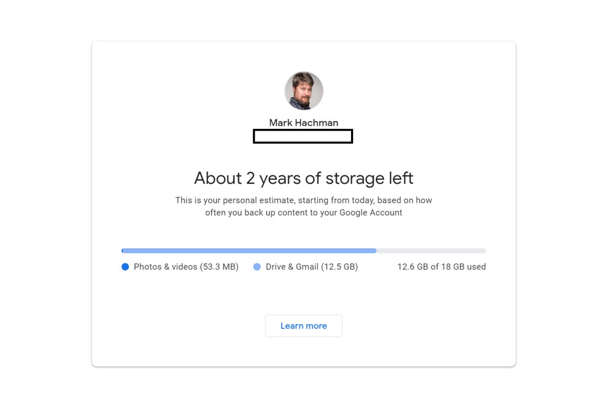 google photos storage estimate