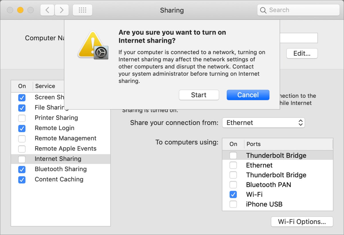 mac911 internet sharing enable