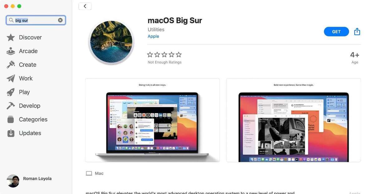 macos big sur app store download