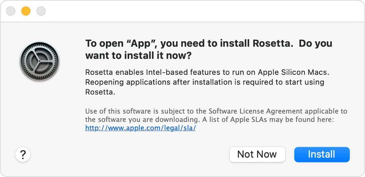 macos big sur rosetta alert