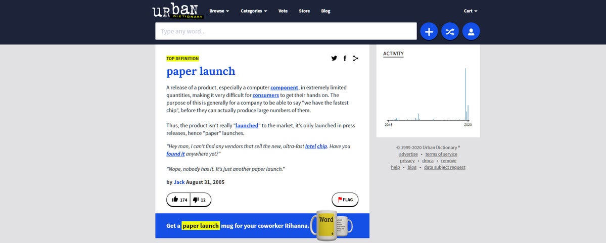 paper launch urban dictionary