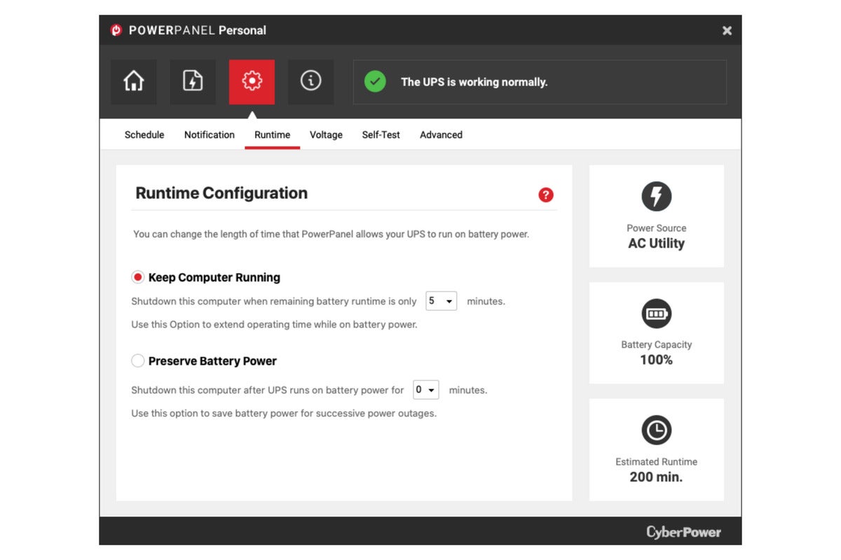 powerpanel runtime config