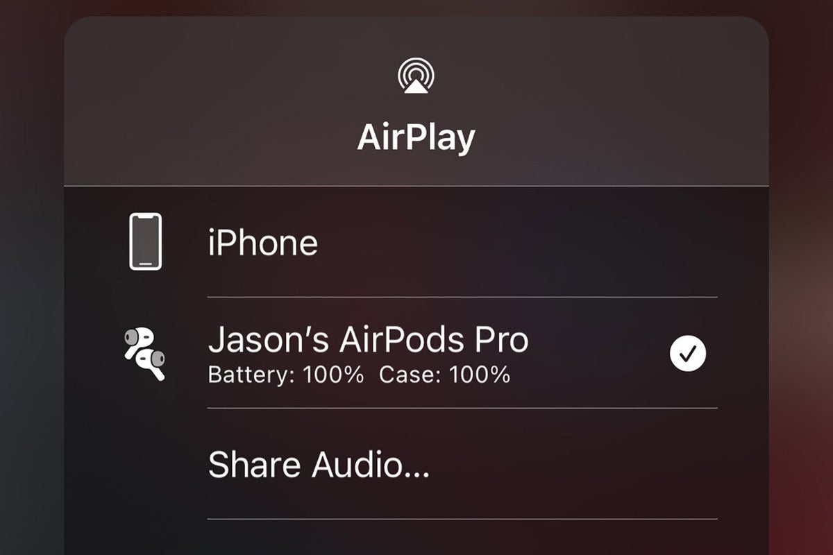 airpods battery control center