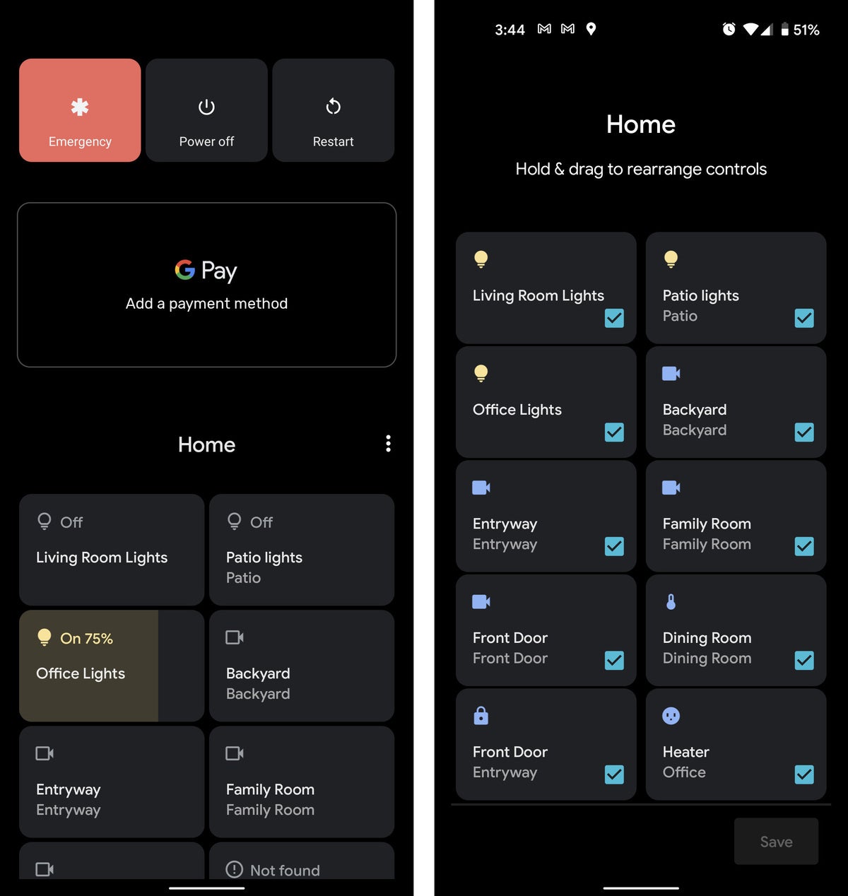 Android 11 power menu