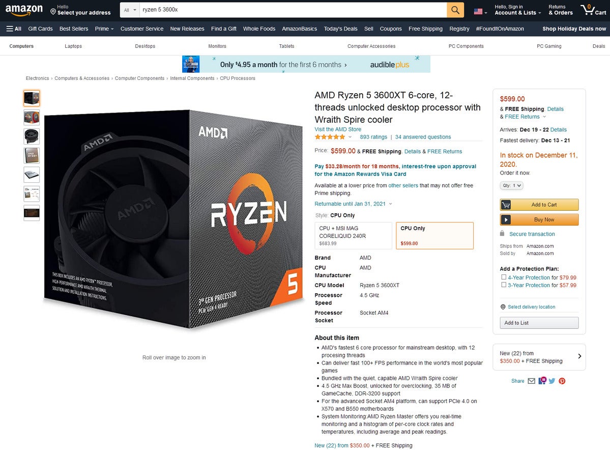 Ryzen 3600xt outlet amazon